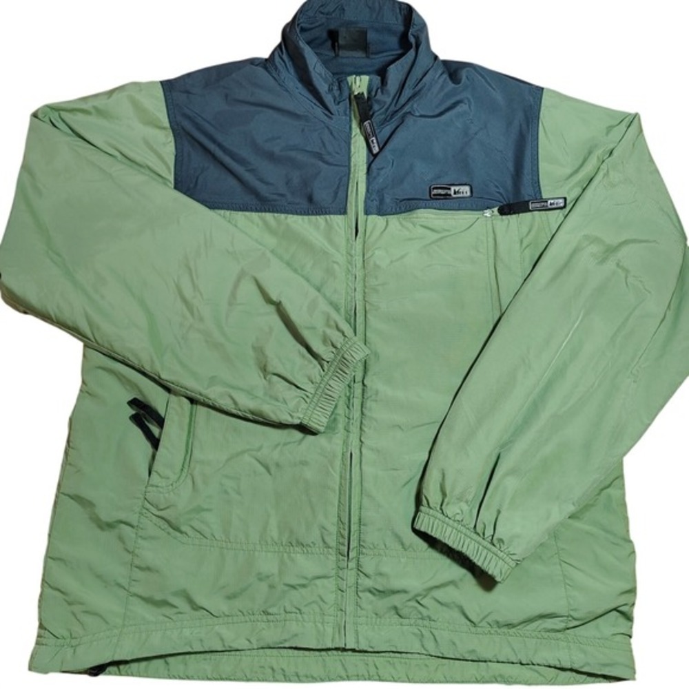 REI Men's Light Green Gray Full Zip Insulated Jacket Size M outdoor‎ hiking